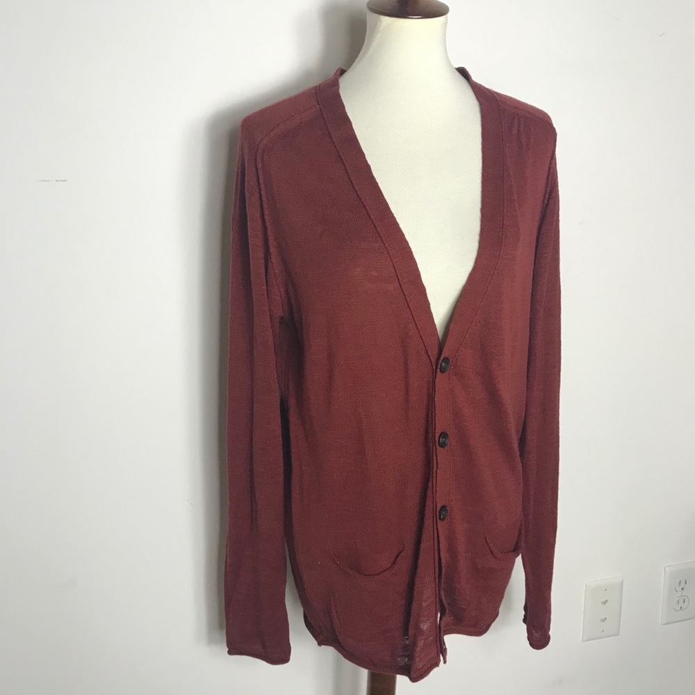Sisley Red Cardigan Sweater cozy cotton blend